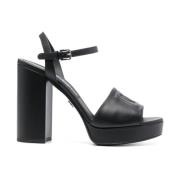 Dolce & Gabbana Svarta Läderhögklackade Sandaler Black, Dam