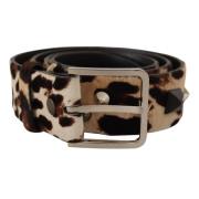 Dolce & Gabbana Leopardmönstrat Studs Bälte Brown, Herr