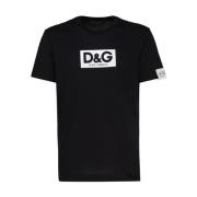 Dolce & Gabbana Svart Bomull T-shirt med Logo Black, Herr