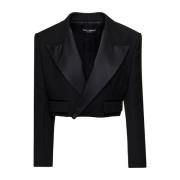 Dolce & Gabbana Svart Cropped Jacka Look 35 Black, Dam