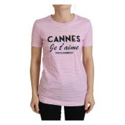 Dolce & Gabbana White Pink Cannes Exclusive T-shirt White, Dam