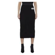 Dolce & Gabbana Svart Spets Midi Kjol Ss23 Black, Dam