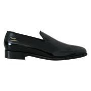 Dolce & Gabbana Svarta Patent Slipper Loafers - Stiliga och Autentiska...