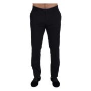 Dolce & Gabbana Svarta Ull Chino Formella Byxor Black, Herr