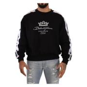 Dolce & Gabbana Svart bomull crewneck krona 1984 stjärnor pullover Bla...