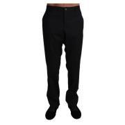 Dolce & Gabbana Svarta Ull Stretch Klänningbyxor Black, Herr