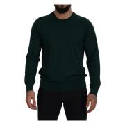 Dolce & Gabbana Grön Cashmere Crewneck Tröja Green, Herr