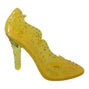 Dolce & Gabbana Gula Blommiga Kristall Cinderella Klackar Yellow, Dam