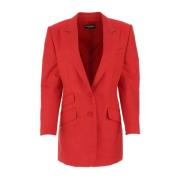 Dolce & Gabbana Röd silkeblandad blazer, Elegant stil Red, Dam