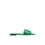 Dolce & Gabbana Bianca leather slides Green, Dam