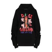 Dolce & Gabbana Svart Oversize Bomullsblandat Sweatshirt Black, Dam