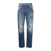 Dolce & Gabbana Blå Slitna Straight Jeans Blue, Dam