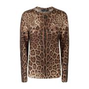 Dolce & Gabbana Animalier Brun Kaschmirtröja Brown, Dam