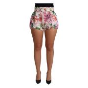 Dolce & Gabbana Rosa Blommig Högmidjade Hot Pants Multicolor, Dam