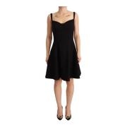 Dolce & Gabbana Svart Fit Flare Ull Stretch Sheath Klänning Black, Dam