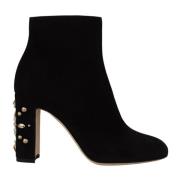 Dolce & Gabbana Högkvalitativa läderstövlar för kvinnor Black, Dam