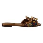 Dolce & Gabbana Platta sandaler med blommönster Multicolor, Dam