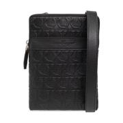 Salvatore Ferragamo Gancini Präglad Läder Crossbody Väska Black, Herr