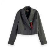 Scotch & Soda Randig högmidjad blazer Gray, Dam