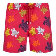 Vilebrequin Moorea Badshorts Ronde Des Tortues Burgundy Red, Herr