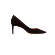 Stuart Weitzman Svart Mocka Hälade Decolleté Black, Dam