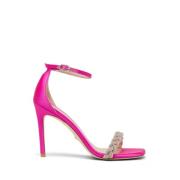 Stuart Weitzman Kristalldekorerad högklackad sandal Pink, Dam