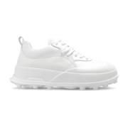 Jil Sander Lädersneakers med logotyp White, Dam