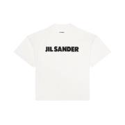 Jil Sander Logo T-Shirt i Tung Bomull White, Herr