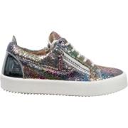 Giuseppe Zanotti Glitter Fabric Sneakers med Side Zips Multicolor, Dam