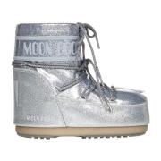 Moon Boot Silver Slip-On Stövlar med Logotyptryck Gray, Dam