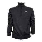 Aeronautica Militare Sweater med halvlång dragkedja Black, Herr