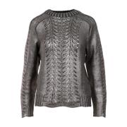 Alberta Ferretti Stickade plagg med rund hals Gray, Dam