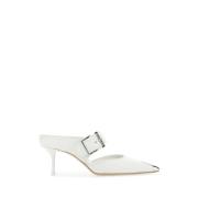 Alexander McQueen Kritläder Hardware Mules - 7cm Klack White, Dam