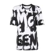 Alexander McQueen Grafiskt Tryck Vit T-Shirt Black, Dam