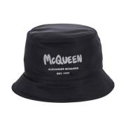 Alexander McQueen Urban Graffiti Logo Bucket Hat Black, Herr