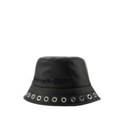 Alexander McQueen Svart Läder Eyelet Hatt - Mångsidig Accessoar Black,...