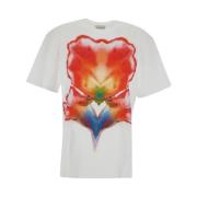 Alexander McQueen Färgglad Bomull Print T-Shirt White, Dam