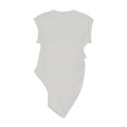 Alexander McQueen Asymmetrisk T-shirt med rund hals White, Dam
