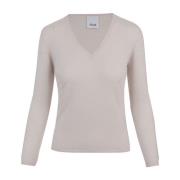 Allude V-ringad stickad tröja Beige, Dam