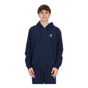 Adidas Originals Blå Herrhoodie med Logobrodyr Blue, Herr