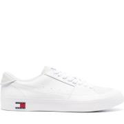 Tommy Jeans Vita Lädersneakers för Män White, Herr