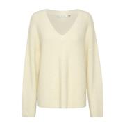 Gestuz Alphagz V-Pullover Noos Tröja Ivory Beige, Dam