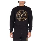 Versace Jeans Couture Bomullssweatshirt med främre logobroderi Black, ...