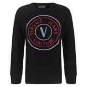 Versace Jeans Couture Bomullssweatshirt med Konst Design Black, Dam