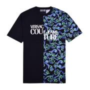 Versace Jeans Couture Lyxig Logotyp T-shirt för Män Black, Herr