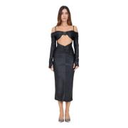 Versace Jeans Couture Svart klänning med cut-out och rynkning Black, D...