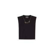 Versace Jeans Couture Svart Ärmlös Bomullsskjorta med Charms Black, Da...