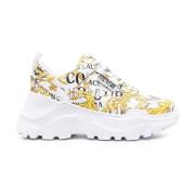 Versace Jeans Couture Vita Läder Barocktryck Sneakers - Damstorlek 38 ...