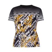 Versace Jeans Couture Mönstrad T-Shirt med Barockmotiv Black, Dam