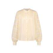 FABIENNE CHAPOT Vreni Broderad Bomullsblus Beige, Dam